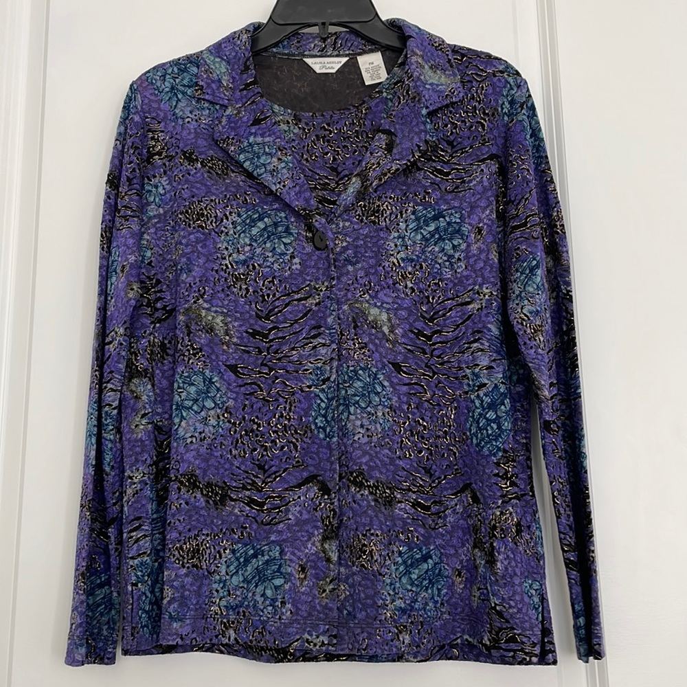 Laura Ashley “starry night” swirl print blazer + tank